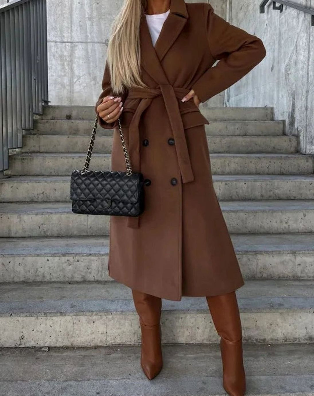 Lisa | Women's Long Lapel Button Front Coat Double-Breasted Overcoat