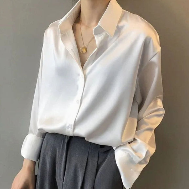 Liv | Women's Long Sleeve Button-Down Loose Satin Blouses