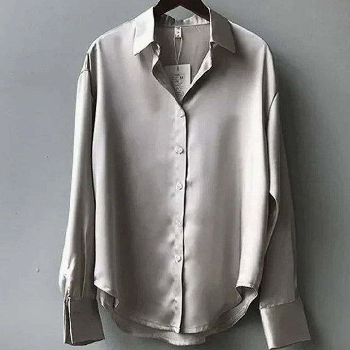 Liv | Women's Long Sleeve Button-Down Loose Satin Blouses