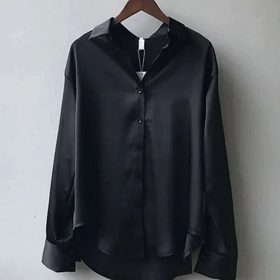 Liv | Women's Long Sleeve Button-Down Loose Satin Blouses