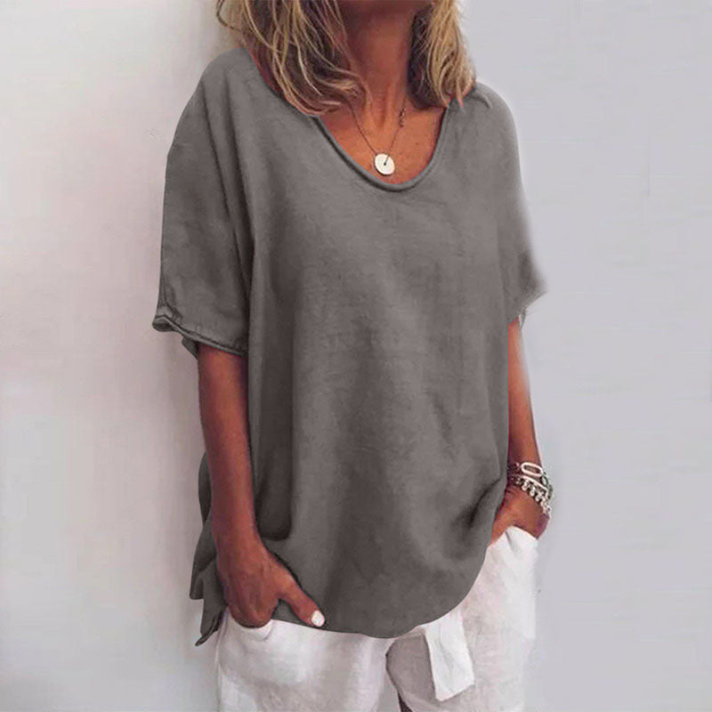 Top For Women | Relaxed V Neck Short Sleeve