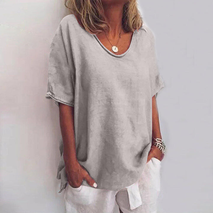 Top For Women | Relaxed V Neck Short Sleeve