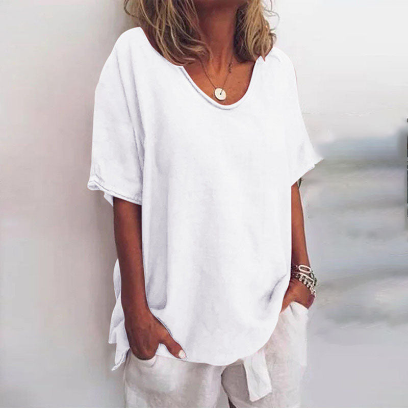 Top For Women | Relaxed V Neck Short Sleeve