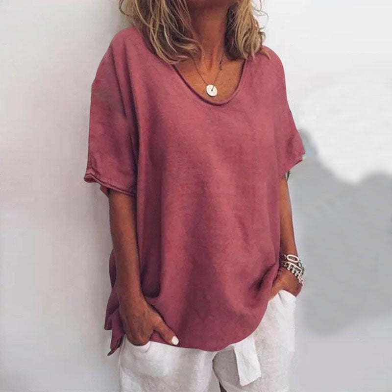Top For Women | Relaxed V Neck Short Sleeve