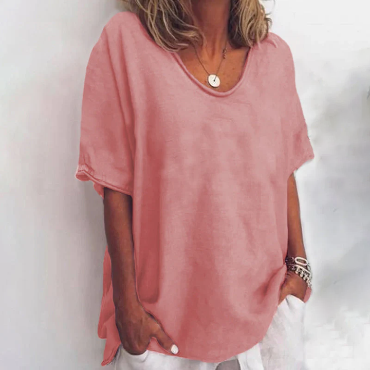 Top For Women | Relaxed V Neck Short Sleeve