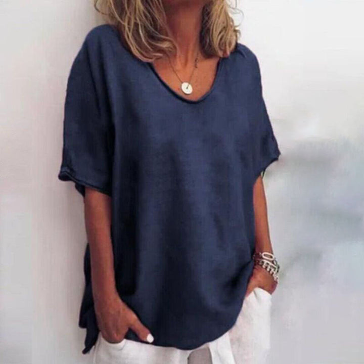 Top For Women | Relaxed V Neck Short Sleeve