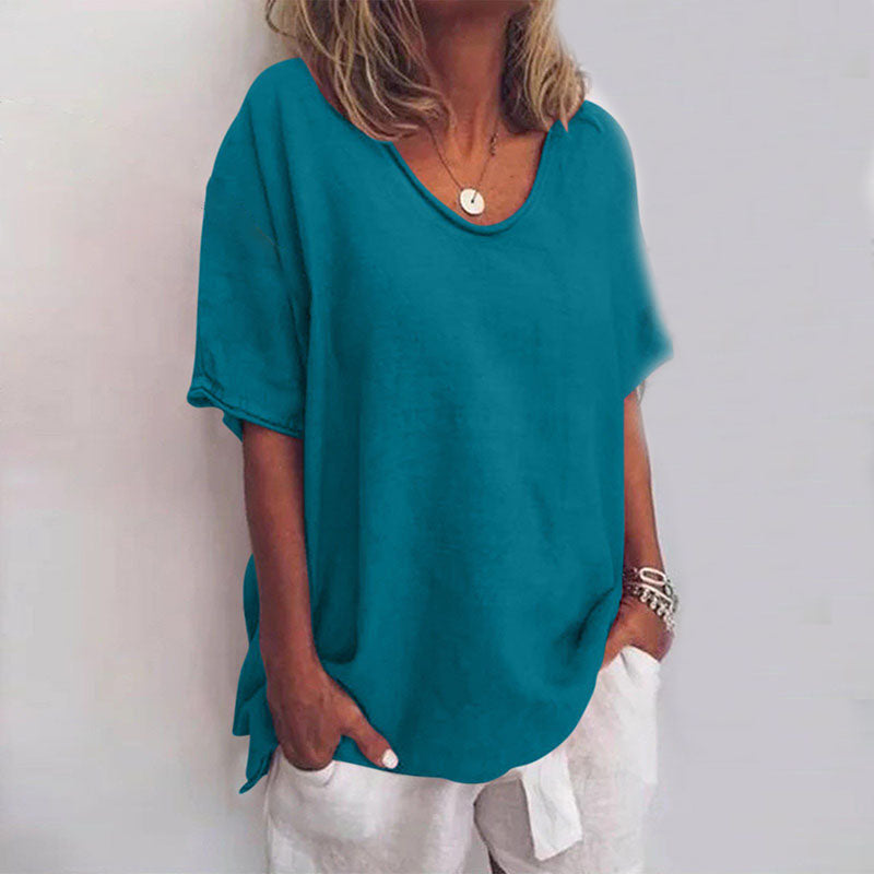 Top For Women | Relaxed V Neck Short Sleeve