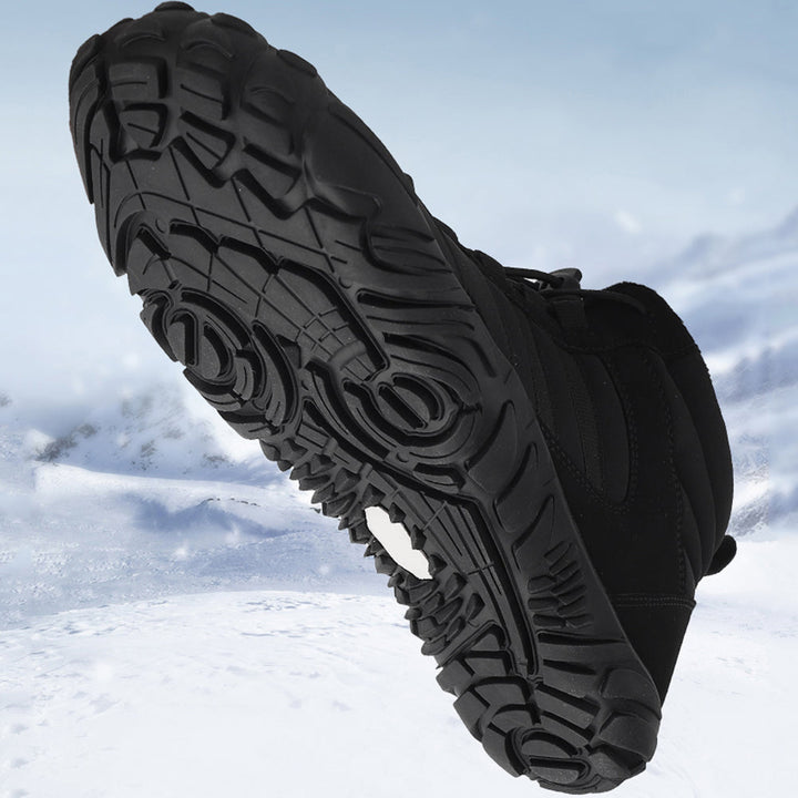 Barefoot ankle boots with lace-up front, padded collar and rugged tread sole