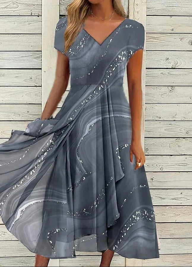 Women’s Dress | Flowing Midi with Abstract Print