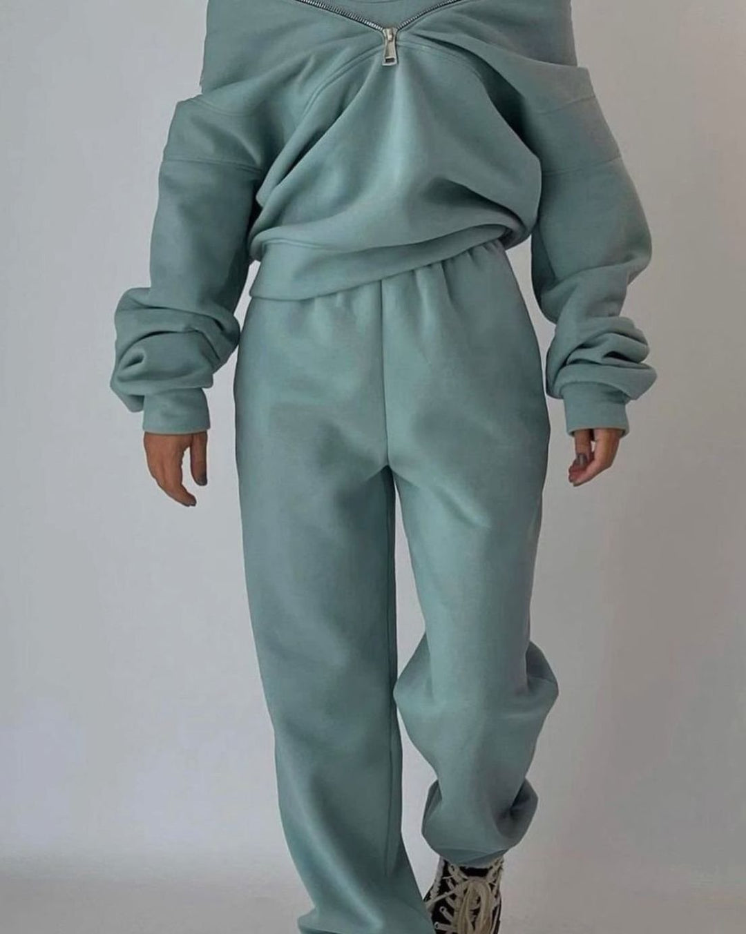 Maribel | Women's Oversized Half-Zip Cropped Jogger Two-Piece Set
