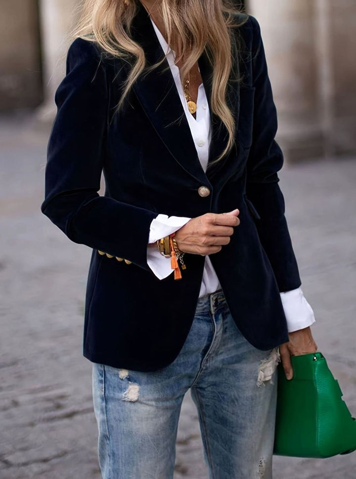 Mavis | Women's Velvet Single-Button Slim-Fit Casual Blazer