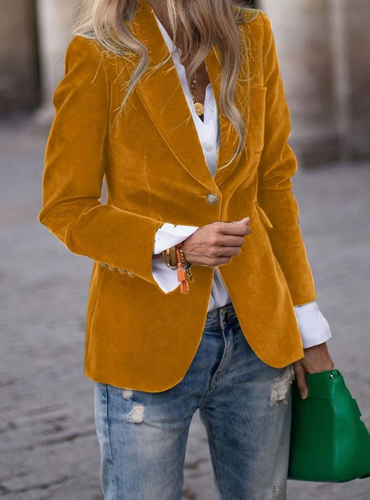 Mavis | Women's Velvet Single-Button Slim-Fit Casual Blazer