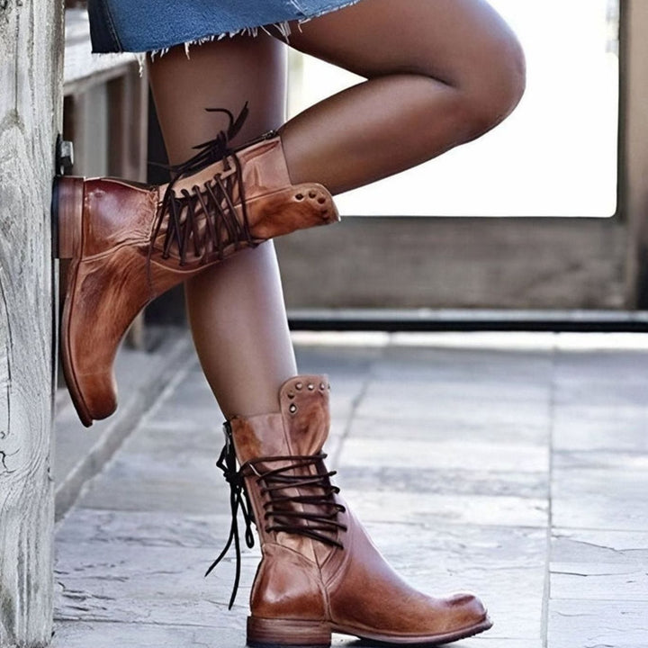 Micah | Women's Lace-Up Leather-Look Mid-Calf Ankle Boots