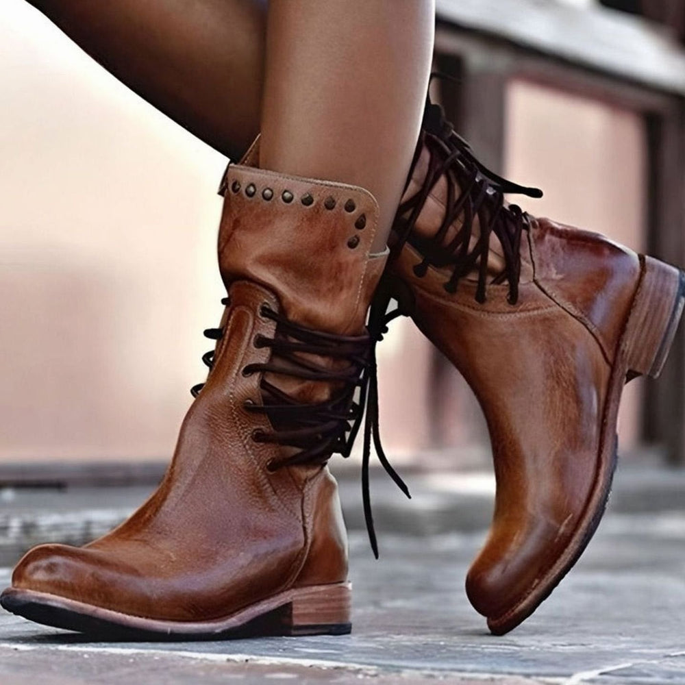 Micah | Women's Lace-Up Leather-Look Mid-Calf Ankle Boots