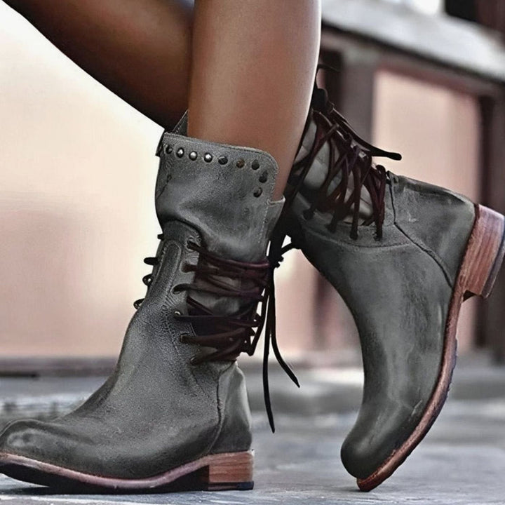 Micah | Women's Lace-Up Leather-Look Mid-Calf Ankle Boots