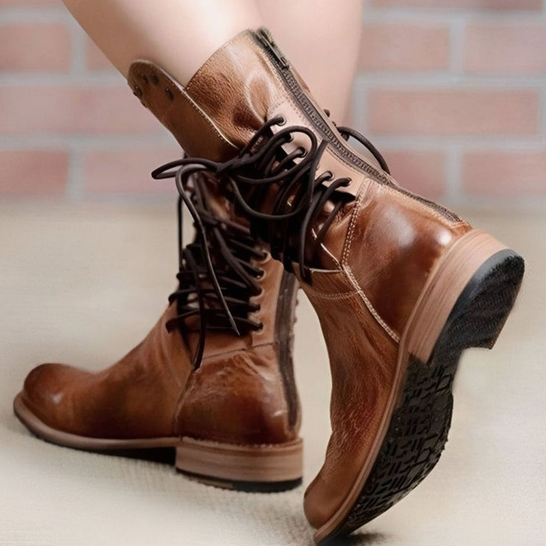 Micah | Women's Lace-Up Leather-Look Mid-Calf Ankle Boots