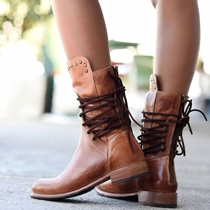 Micah | Women's Lace-Up Leather-Look Mid-Calf Ankle Boots