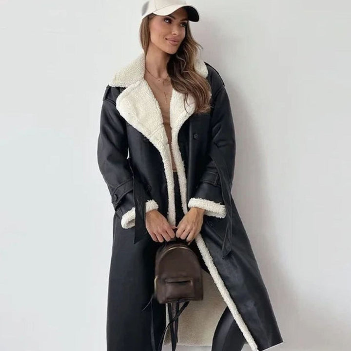 Mina | Women's Long Double-Breasted Faux Shearling Winter Coat