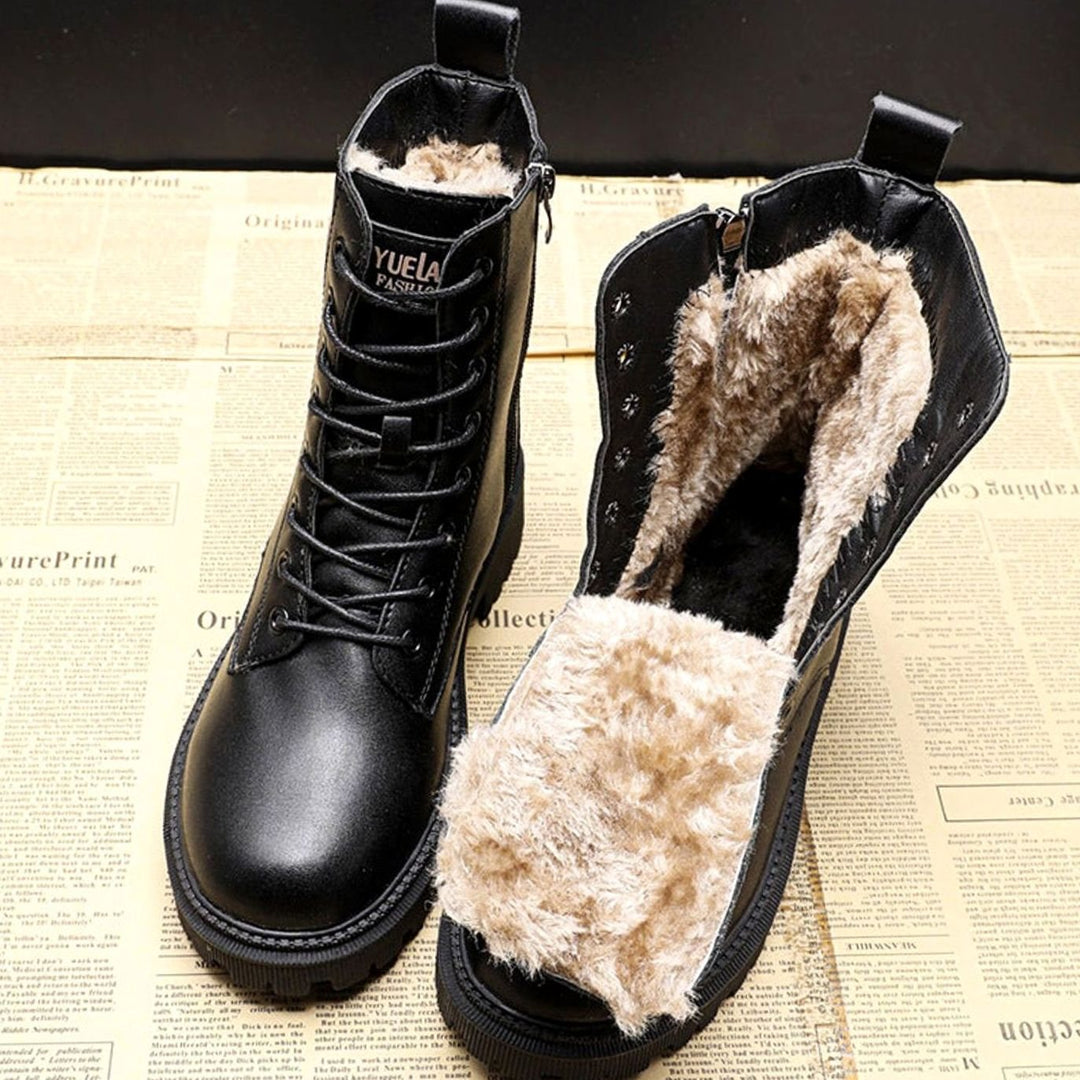 Minerva | Women's Warm Lined Lace-Up Winter Ankle Boots in Black