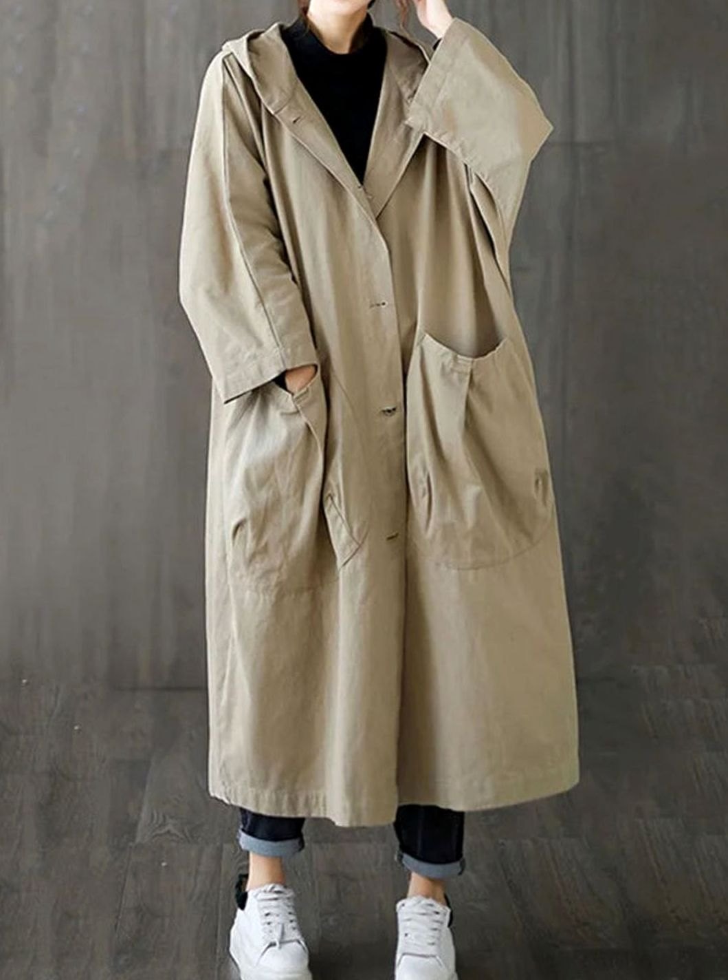 Moira | Women's Long Water-Repellent Oversized Hooded Trench Coat