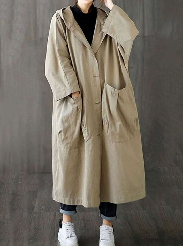 Moira | Women's Long Water-Repellent Oversized Hooded Trench Coat