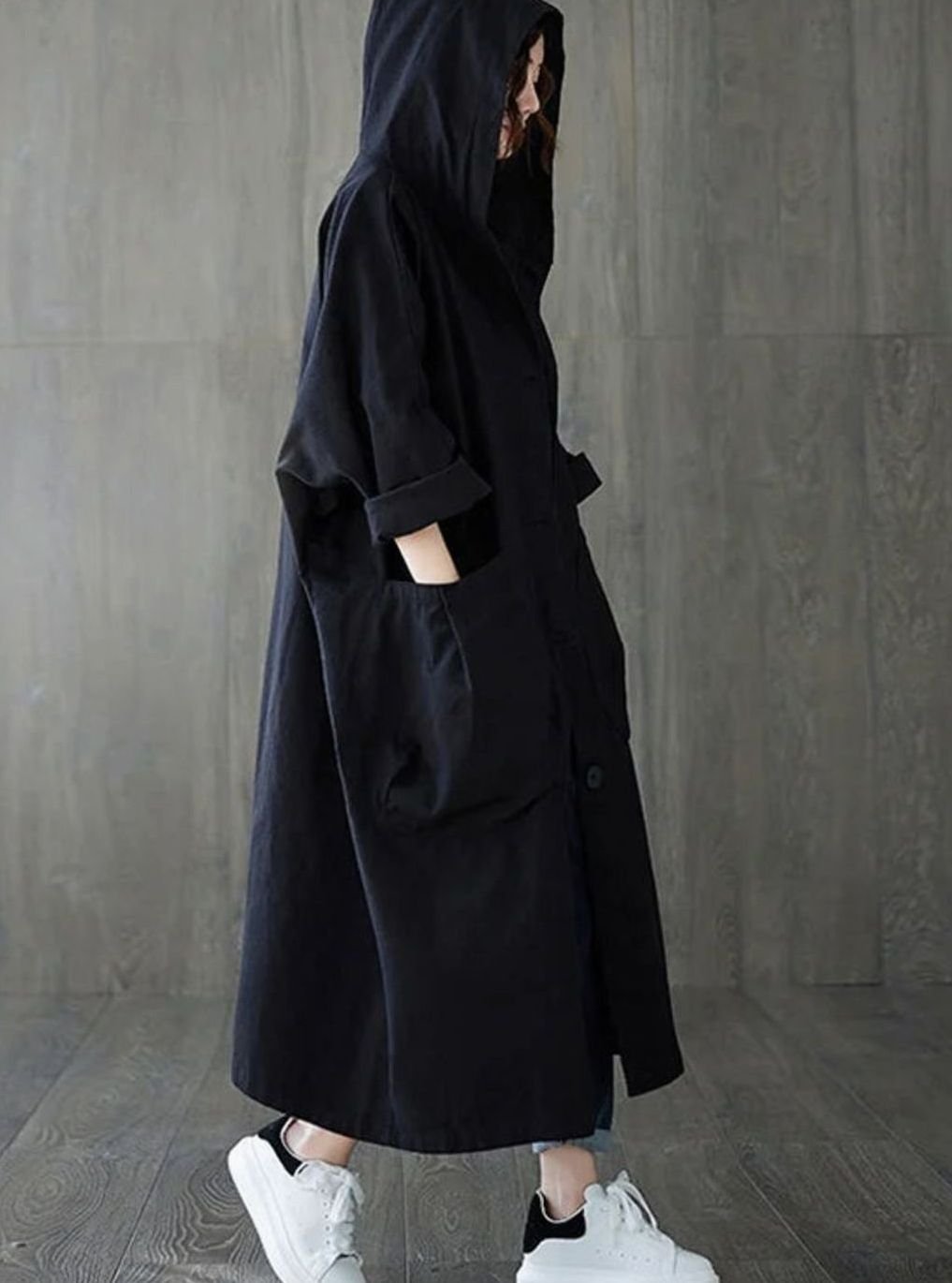 Moira | Women's Long Water-Repellent Oversized Hooded Trench Coat