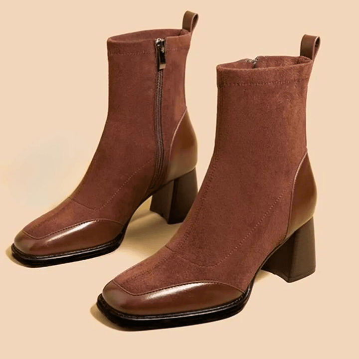 Boots For Women | Side Zipper Square Toe Ankle Style