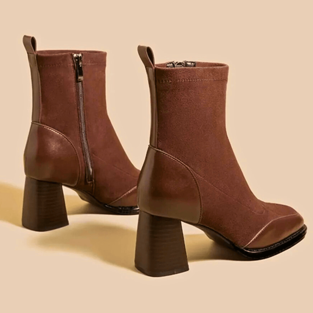Boots For Women | Side Zipper Square Toe Ankle Style