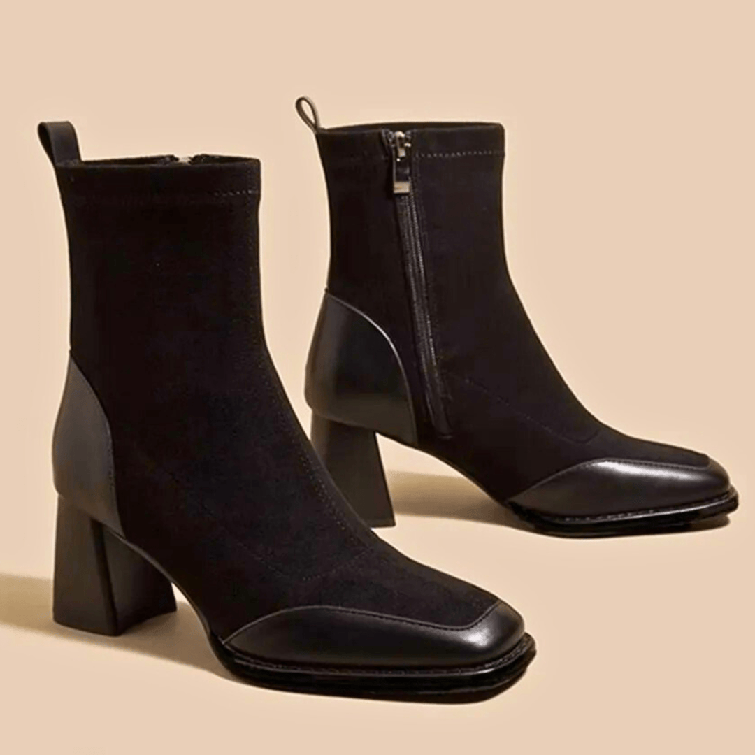 Boots For Women | Side Zipper Square Toe Ankle Style
