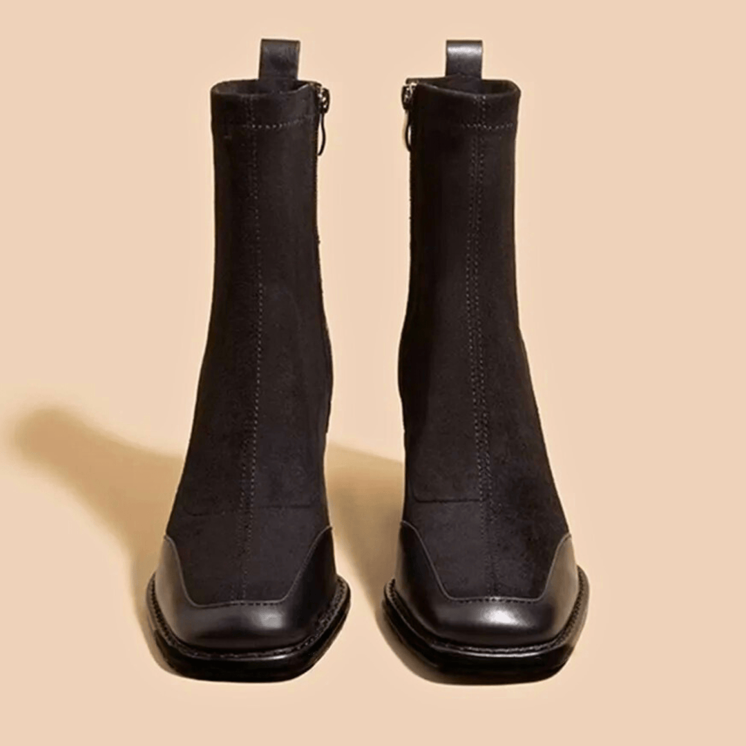 Boots For Women | Side Zipper Square Toe Ankle Style