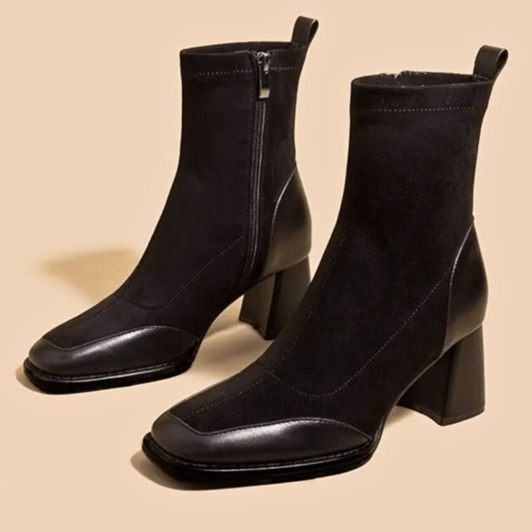 Boots For Women | Side Zipper Square Toe Ankle Style