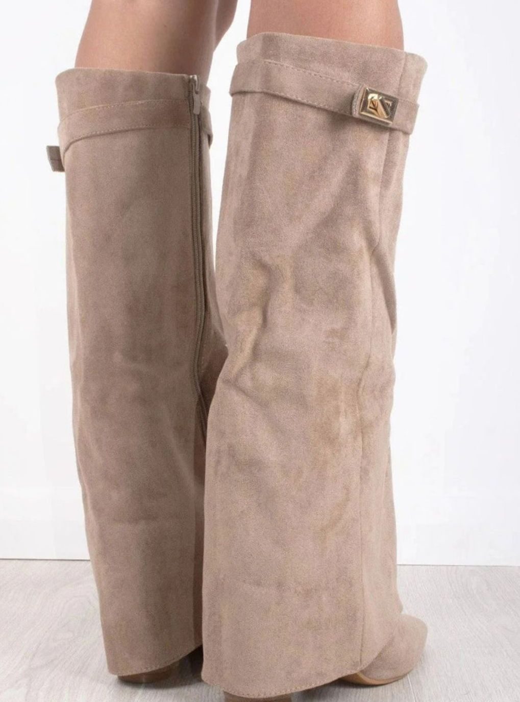 Morgan | Women's Suede Knee-High Fold-Over Buckle Thigh-High Boots