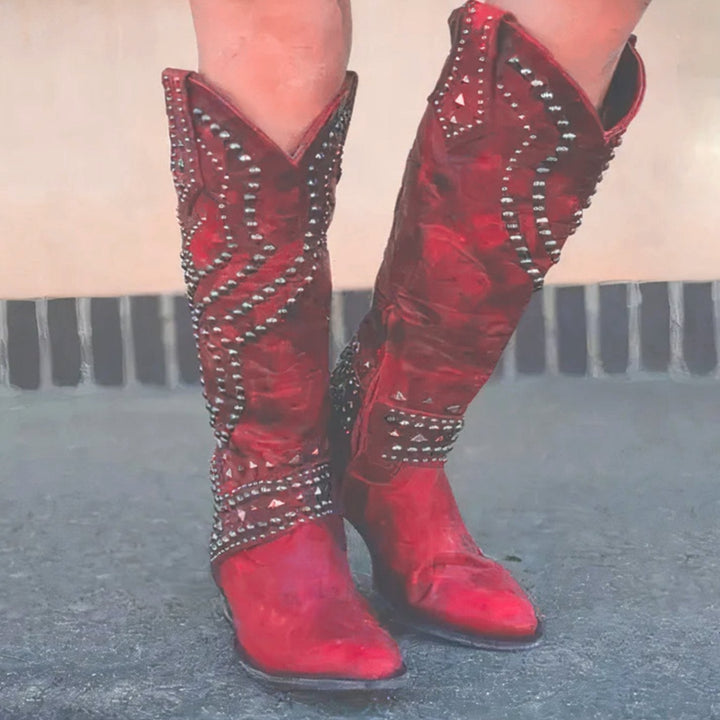 Muriel | Women's Studded Chunky Heel Western Cowboy Boots