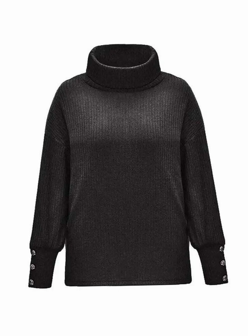Myra | Women's Ribbed Cowl Neck Sweater Button-Cuff Knit Pullover