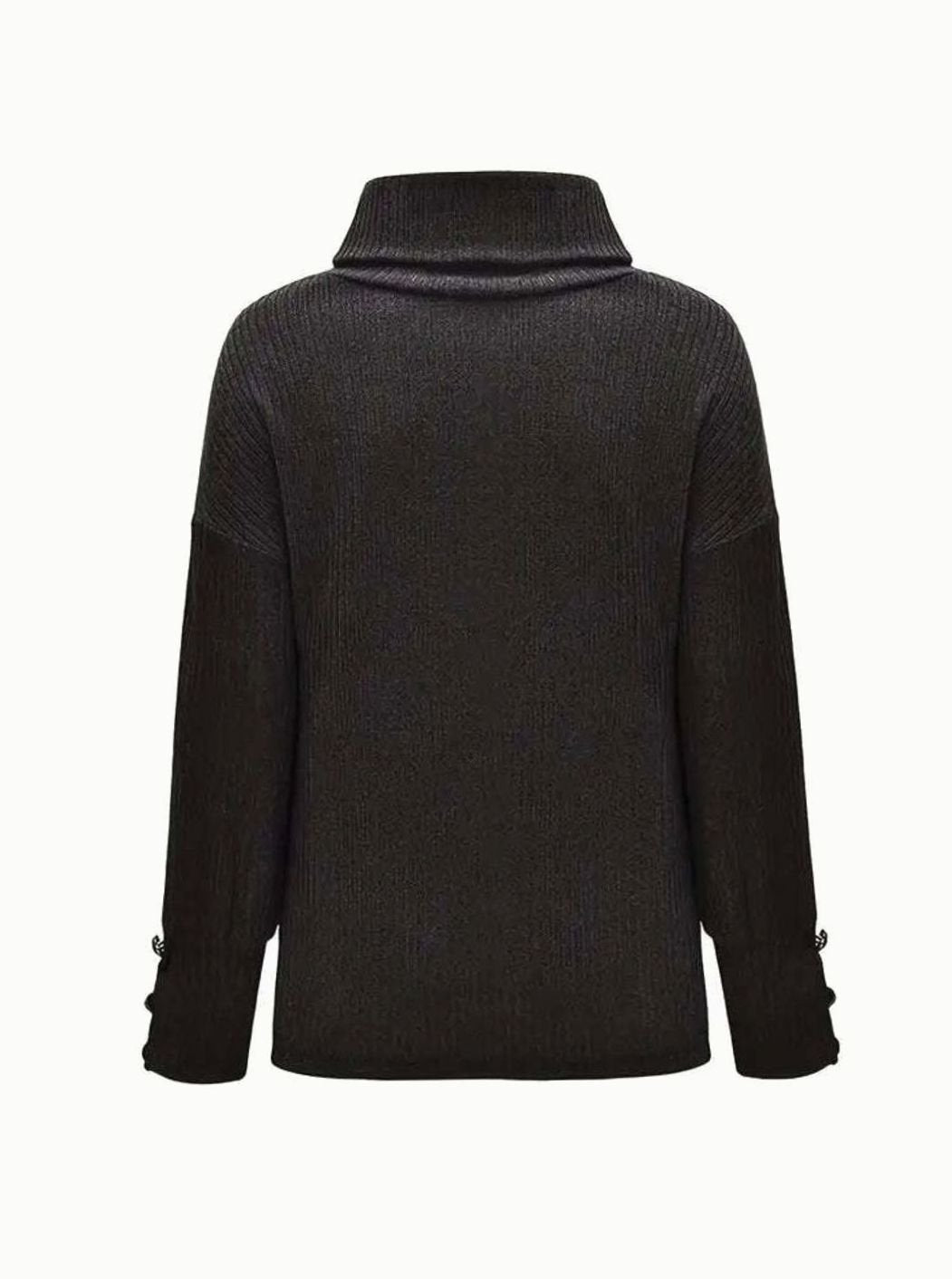 Myra | Women's Ribbed Cowl Neck Sweater Button-Cuff Knit Pullover