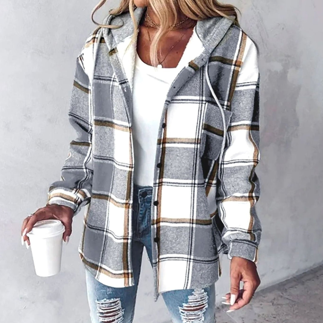 Nia | Women's Plaid Hooded Jacket with Relaxed Fit