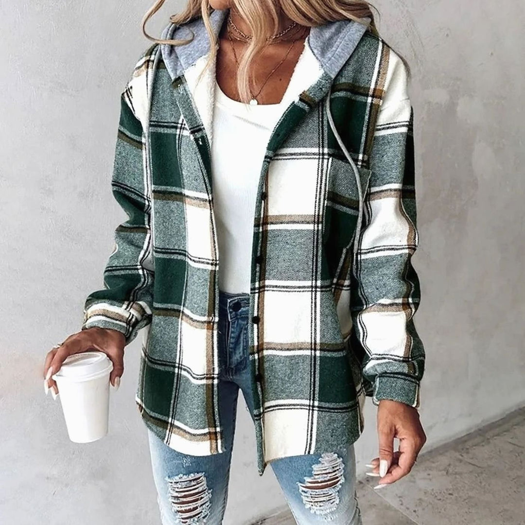 Nia | Women's Plaid Hooded Jacket with Relaxed Fit