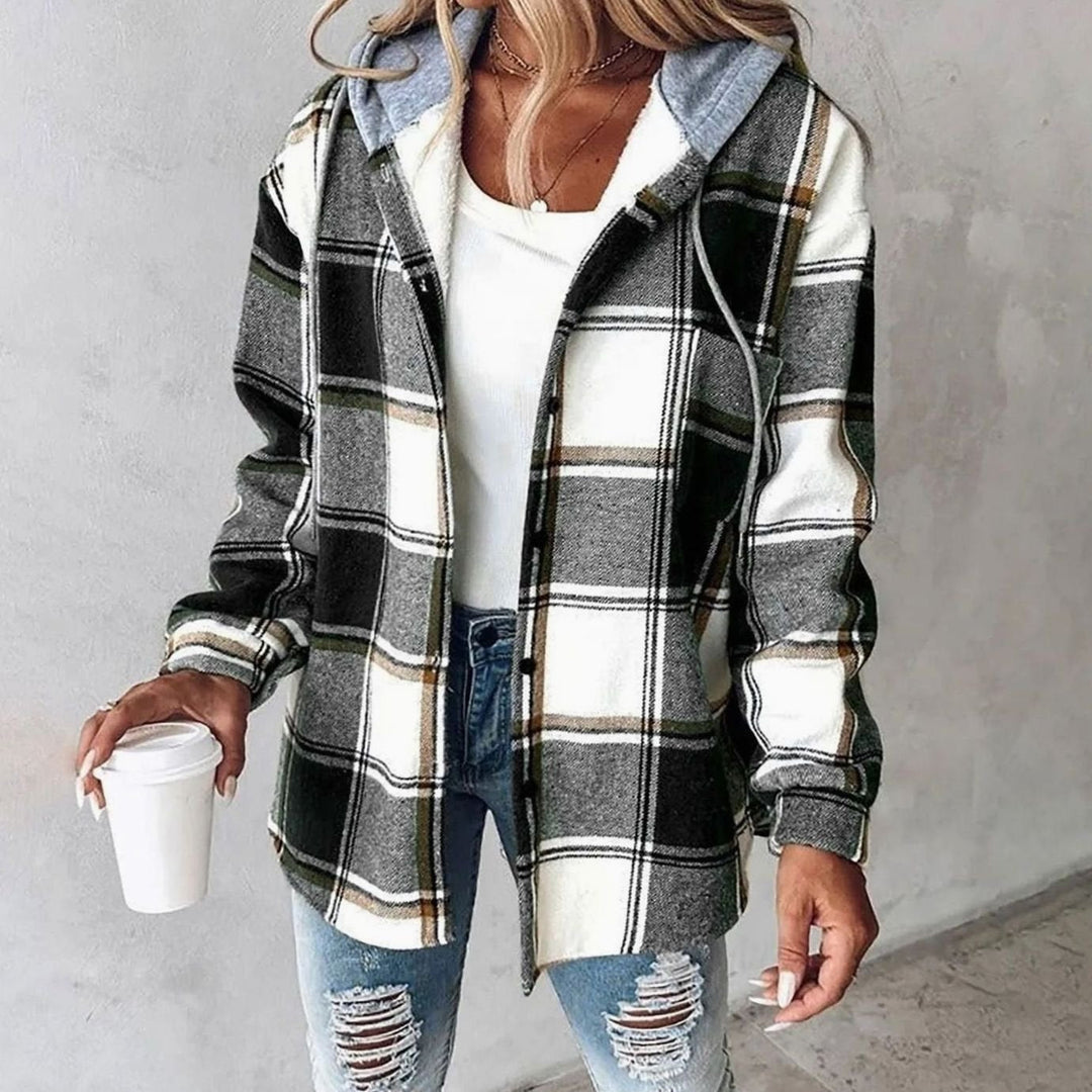 Nia | Women's Plaid Hooded Jacket with Relaxed Fit