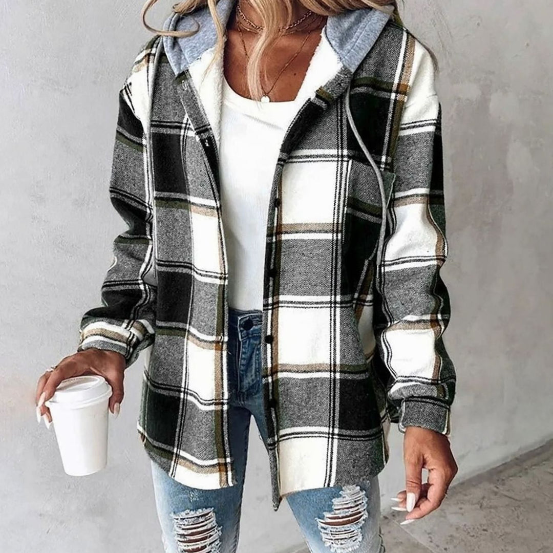 Nia | Women's Plaid Hooded Jacket with Relaxed Fit