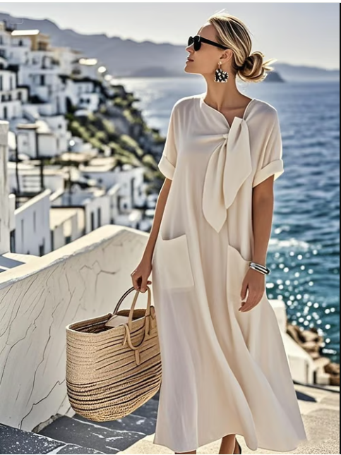 Women's Dress | Oversized A-Line Tie Neck Style