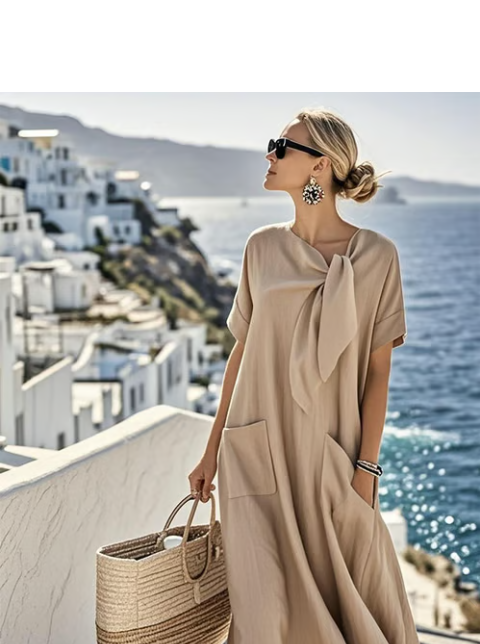 Women's Dress | Oversized A-Line Tie Neck Style