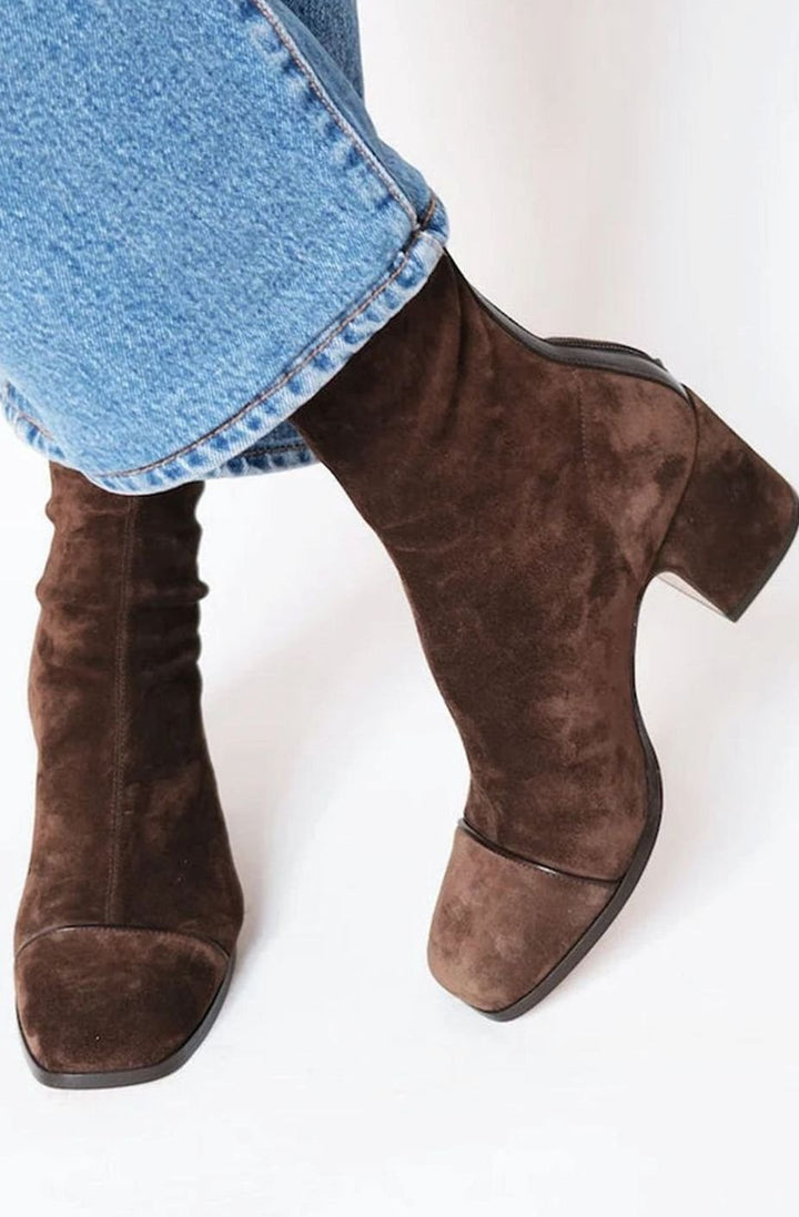 Octavia | Women's Suede-Look Ankle Boots with Block Heel for Winter