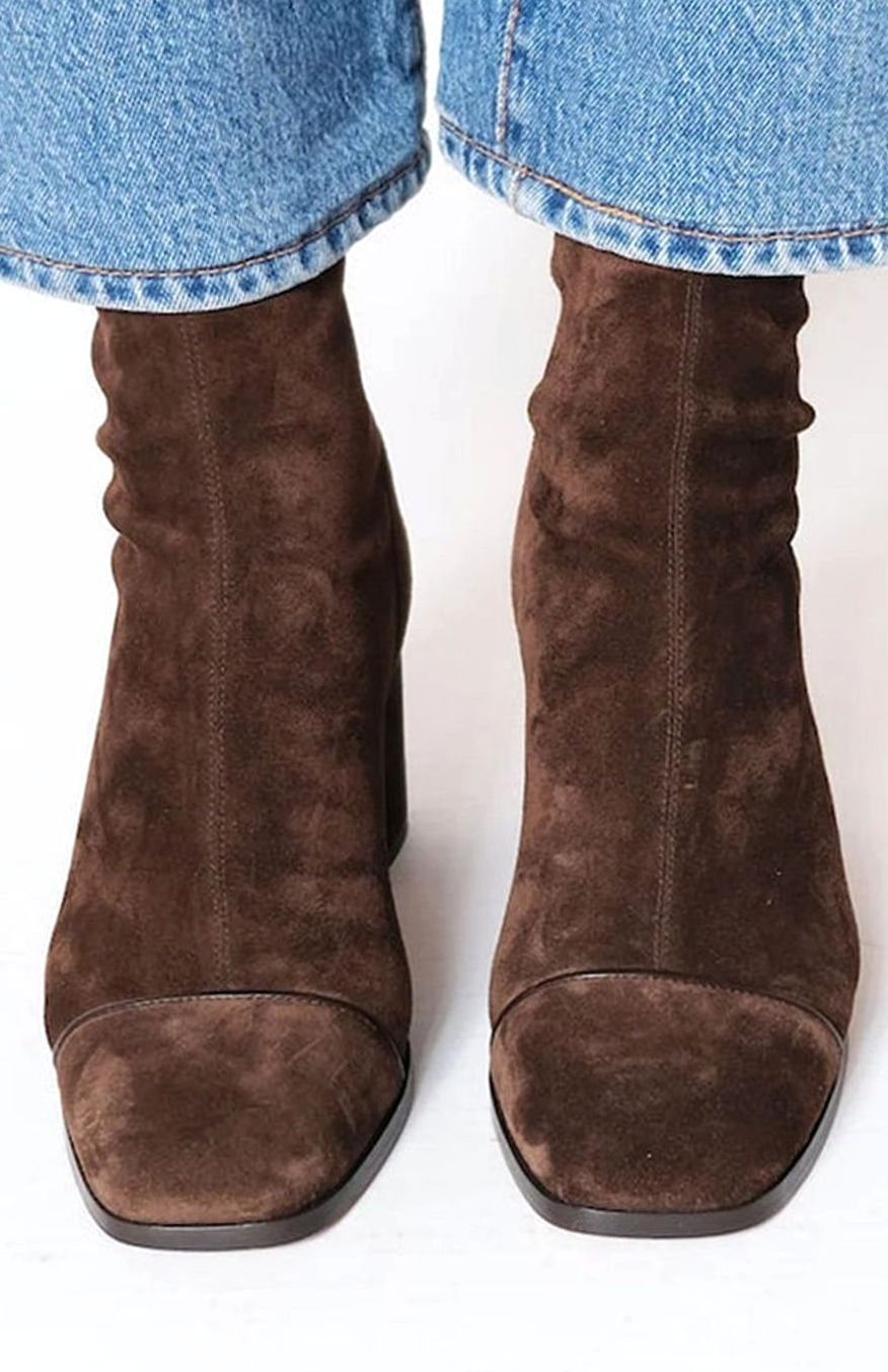 Octavia | Women's Suede-Look Ankle Boots with Block Heel for Winter