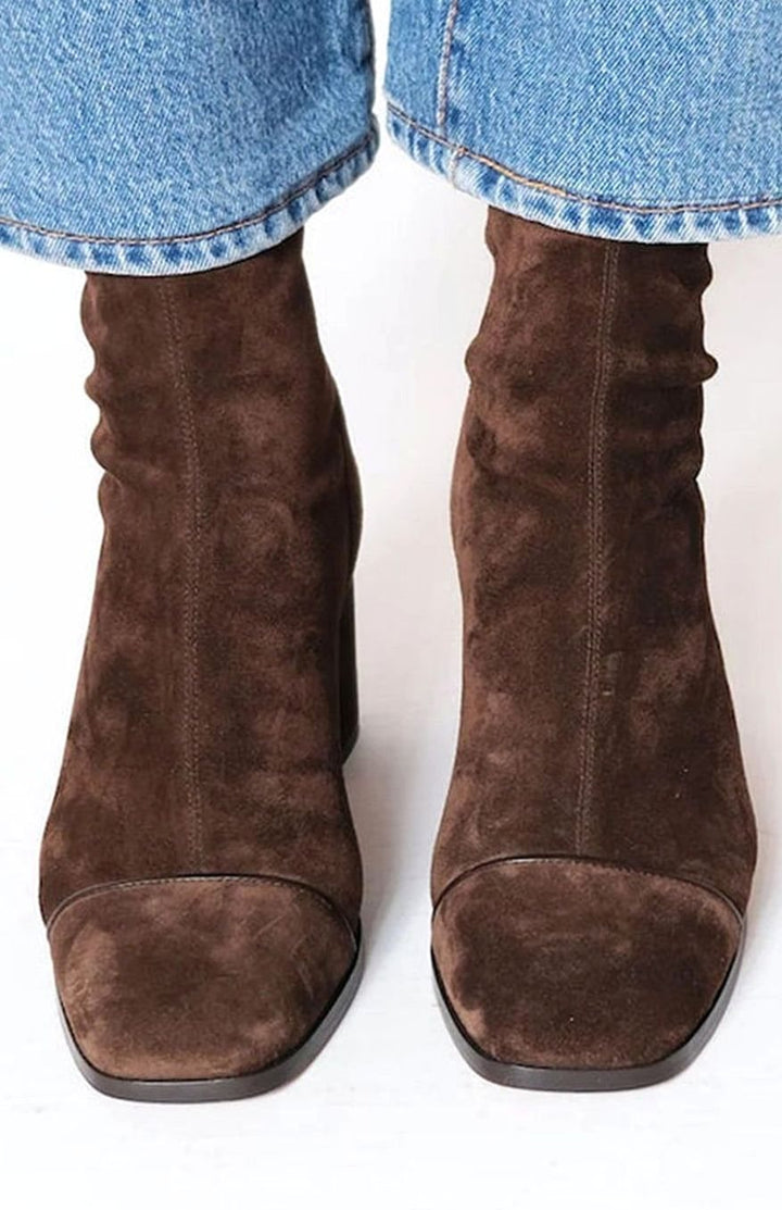 Octavia | Women's Suede-Look Ankle Boots with Block Heel for Winter