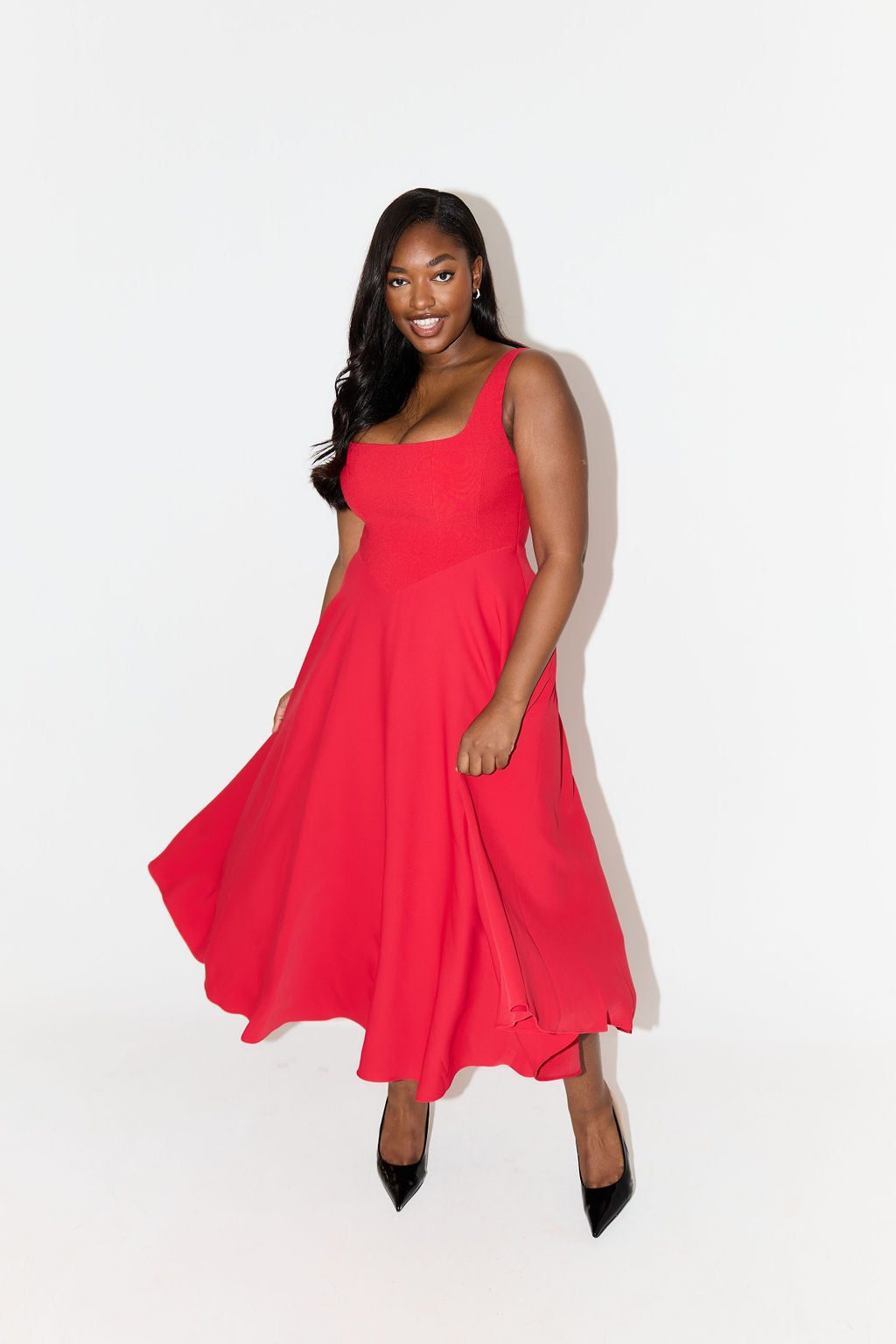 Women's Dress | Sleeveless Midi Square Neckline