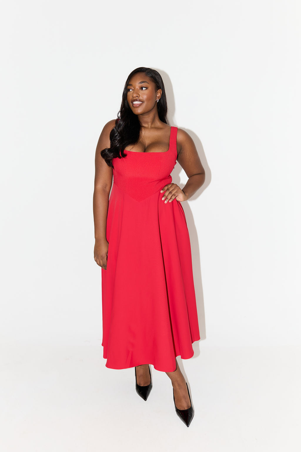 Women's Dress | Sleeveless Midi Square Neckline