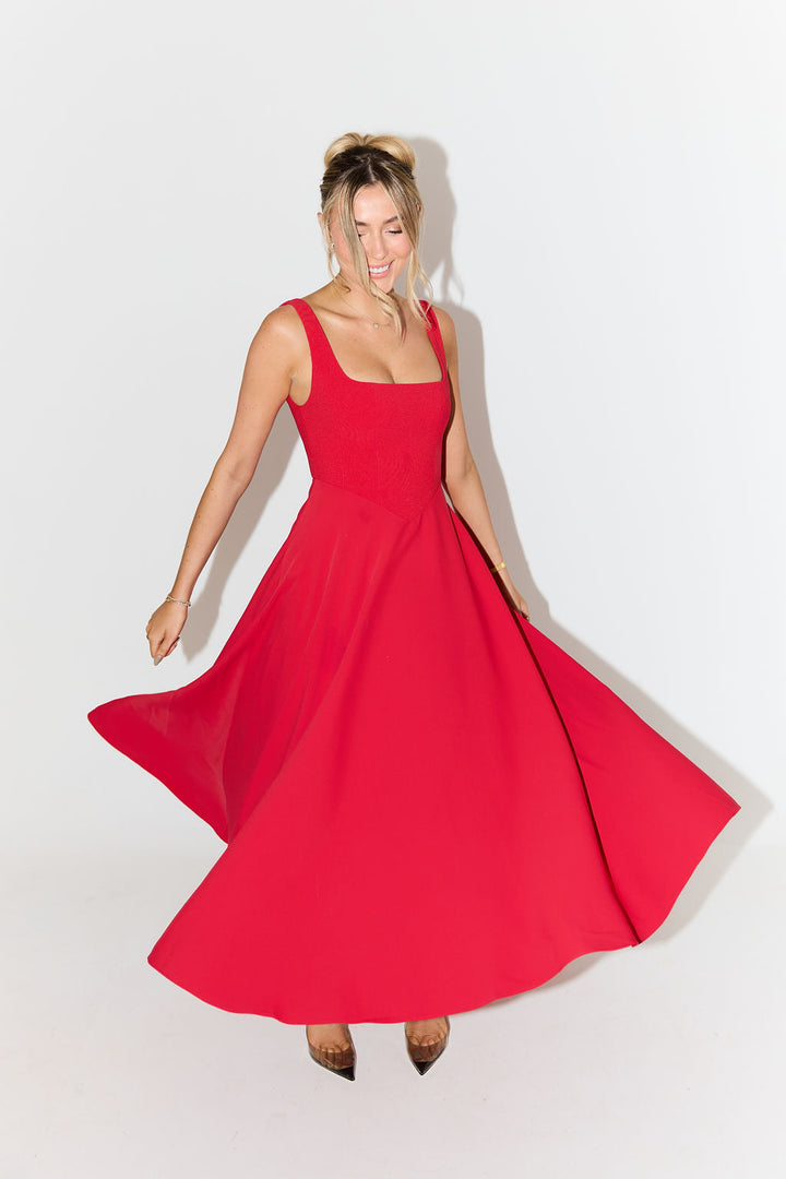 Women's Dress | Sleeveless Midi Square Neckline