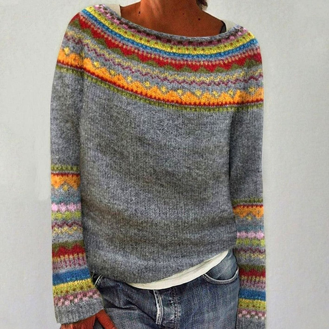 Paisley | Women's Merino Wool Sweater Fair Isle Knit Long-Sleeve Sweater