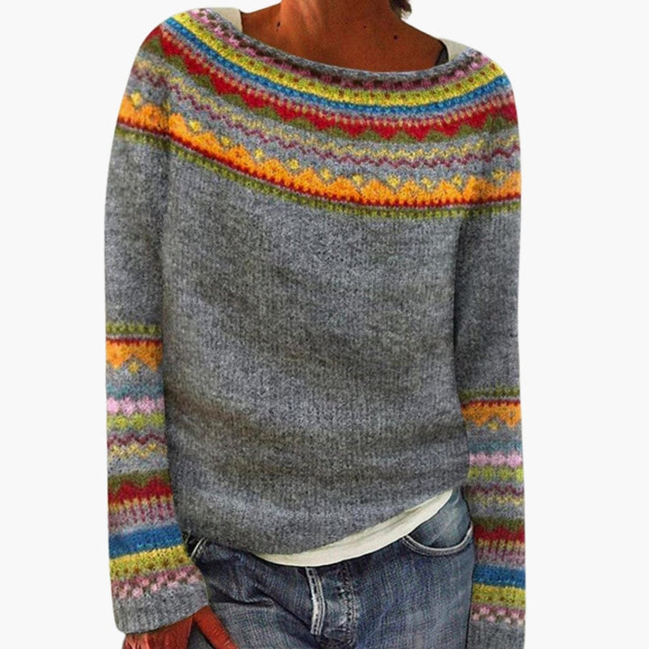 Paisley | Women's Merino Wool Sweater Fair Isle Knit Long-Sleeve Sweater