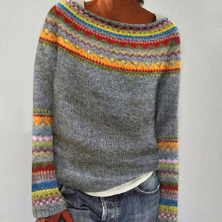 Paisley | Women's Merino Wool Sweater Fair Isle Knit Long-Sleeve Sweater